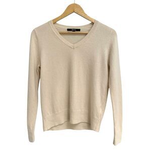 Quince Cashmere Sweater Women’s Medium Ivory V-Neck Classic Preppy Soft Cozy